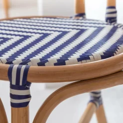 Made in Meubles Chaise<Chaise bistrot en rotin bleue Elynne (lot de 2)