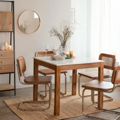 Made in Meubles Chaise<Chaise cantilever en bois d'acacia et cannage Prune (lot de 2)