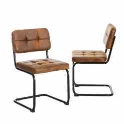 Made in Meubles Chaise<Chaise cantilever en microfibre marron Mambo (lot de 2)