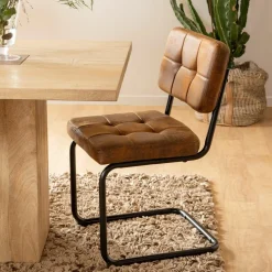 Made in Meubles Chaise<Chaise cantilever en microfibre marron Mambo (lot de 2)