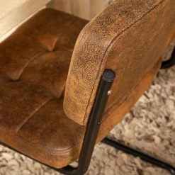 Made in Meubles Chaise<Chaise cantilever en microfibre marron Mambo (lot de 2)