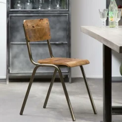 Made in Meubles Chaise<Chaise d'écolier en bois de manguier Marcus (lot de 2)