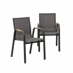 Made in Meubles Chaise De Jardin<Chaise de jardin en aluminium gris foncé Ayden (lot de 2)