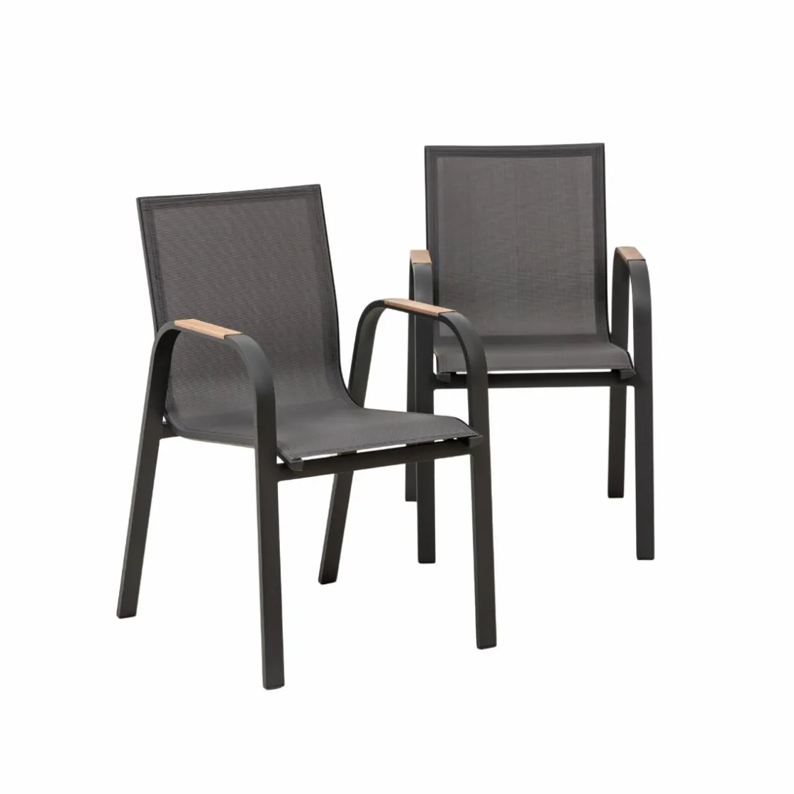 Made in Meubles Chaise De Jardin<Chaise de jardin en aluminium gris foncé Ayden (lot de 2)