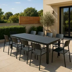 Made in Meubles Chaise De Jardin<Chaise de jardin en aluminium gris  Kaïa (lot de 2)