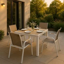 Made in Meubles Chaise De Jardin<Chaise de jardin taupe en aluminium Ayden (lot de 2)