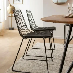 Made in Meubles Chaise<Chaise design en métal noir (lot de 2)