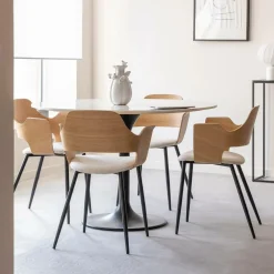 Made in Meubles Chaise<Chaise en bois clair et tissu écru Florence (lot de 2)