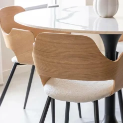 Made in Meubles Chaise<Chaise en bois clair et tissu écru Florence (lot de 2)