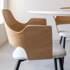 Made in Meubles Chaise<Chaise en bois clair et tissu écru Florence (lot de 2)