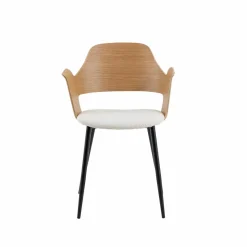 Made in Meubles Chaise<Chaise en bois clair et tissu écru Florence (lot de 2)