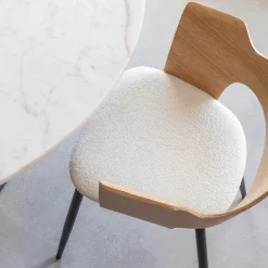 Made in Meubles Chaise<Chaise en bois clair et tissu écru Florence (lot de 2)