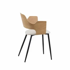 Made in Meubles Chaise<Chaise en bois clair et tissu écru Florence (lot de 2)