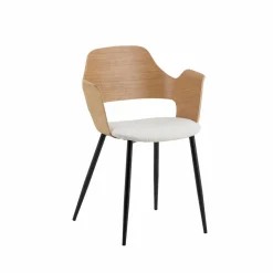 Made in Meubles Chaise<Chaise en bois clair et tissu écru Florence (lot de 2)