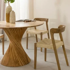 Made in Meubles Chaise<Chaise en bois de chêne et en corde Auren (lot de 2)