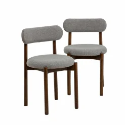 Made in Meubles Chaise<Chaise en bois de hêtre foncé et tissu Aline (lot de 2)