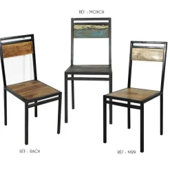 Made in Meubles Chaise<Chaise en bois de manguier New-York (lot de 2)