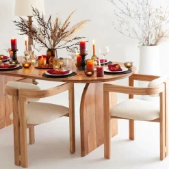 Made in Meubles Chaise<Chaise en bois de mindy et tissu bouclette Suzie (lot de 2)