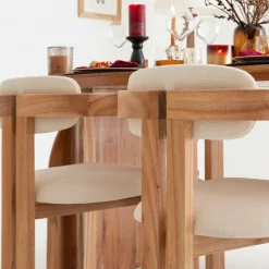 Made in Meubles Chaise<Chaise en bois de mindy et tissu bouclette Suzie (lot de 2)