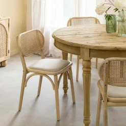 Made in Meubles Chaise<Chaise en bois d'orme clair et cannage Luzian (lot de 2)