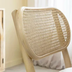 Made in Meubles Chaise<Chaise en bois d'orme clair et cannage Luzian (lot de 2)