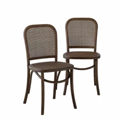 Made in Meubles Chaise<Chaise en bois d'orme et cannage Luzian (lot de 2)