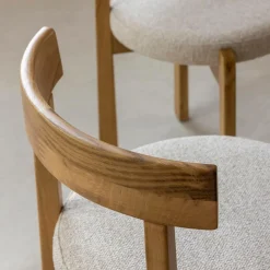 Made in Meubles Chaise<Chaise en bois d'orme et tissu bouclette gris Aline (lot de 2)