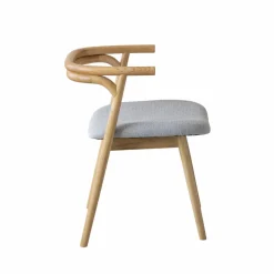 Made in Meubles Chaise<Chaise en bois d'orme et tissu gris Aline (lot de 2)