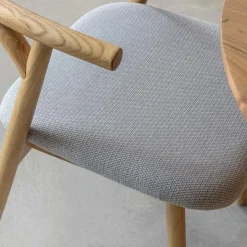 Made in Meubles Chaise<Chaise en bois d'orme et tissu gris Aline (lot de 2)