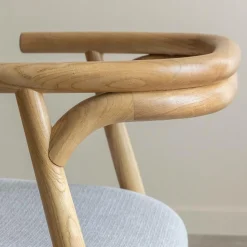 Made in Meubles Chaise<Chaise en bois d'orme et tissu gris Aline (lot de 2)