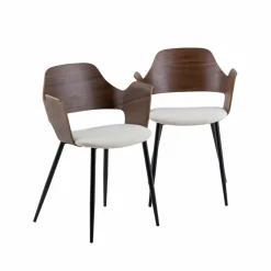 Made in Meubles Chaise<Chaise en bois foncé et tissu écru Florence (lot de 2)