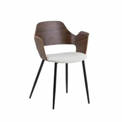 Made in Meubles Chaise<Chaise en bois foncé et tissu écru Florence (lot de 2)