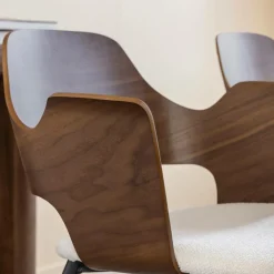 Made in Meubles Chaise<Chaise en bois foncé et tissu écru Florence (lot de 2)