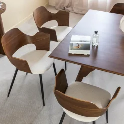 Made in Meubles Chaise<Chaise en bois foncé et tissu écru Florence (lot de 2)