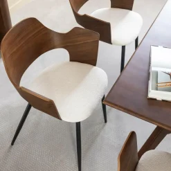 Made in Meubles Chaise<Chaise en bois foncé et tissu écru Florence (lot de 2)