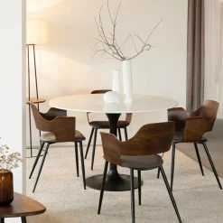 Made in Meubles Chaise<Chaise en bois foncé et velours gris Florence (lot de 2)