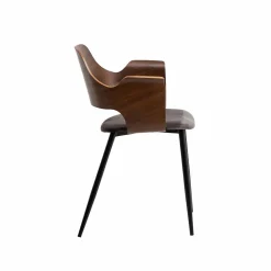 Made in Meubles Chaise<Chaise en bois foncé et velours gris Florence (lot de 2)