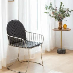 Made in Meubles Chaise<Chaise en cuir et métal noir Heidi