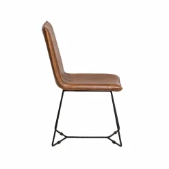 Made in Meubles Chaise<Chaise en cuir marron clair Lilou (lot de 2)