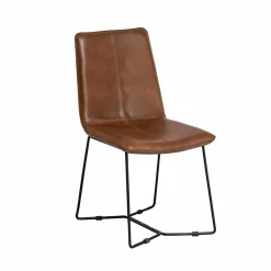 Made in Meubles Chaise<Chaise en cuir marron clair Lilou (lot de 2)