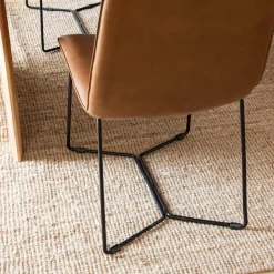 Made in Meubles Chaise<Chaise en cuir marron clair Lilou (lot de 2)