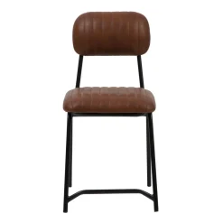 Made in Meubles Chaise<Chaise en cuir marron Dinner (lot de 2)