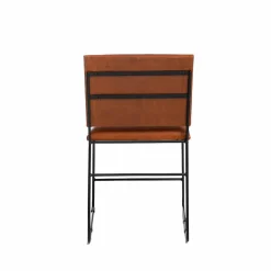 Made in Meubles Chaise<Chaise en cuir marron et métal noir Arthur (lot de 2)