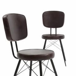 Made in Meubles Chaise<Chaise en cuir marron foncé Pharell (lot de 2)