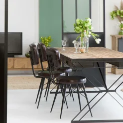 Made in Meubles Chaise<Chaise en cuir marron foncé Pharell (lot de 2)