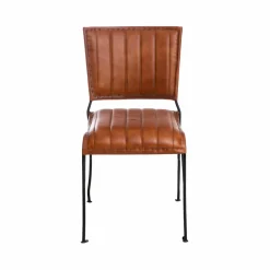 Made in Meubles Chaise<Chaise en cuir marron Nuria (lot de 2)