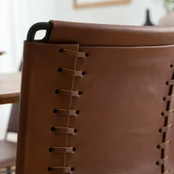 Made in Meubles Chaise<Chaise en cuir marron Valéria (lot de 2)