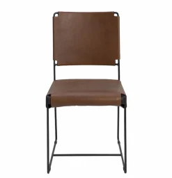 Made in Meubles Chaise<Chaise en cuir marron Valéria (lot de 2)