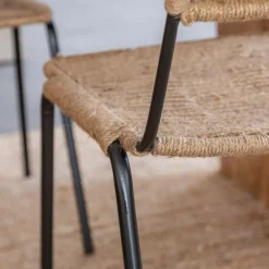 Made in Meubles Chaise<Chaise en métal et corde beige Emilia (lot de 2)