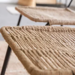 Made in Meubles Chaise<Chaise en métal et corde beige Emilia (lot de 2)